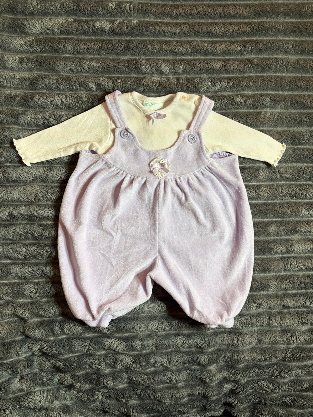 Vintage Purple Velour Romper with Matching Under-Shirt